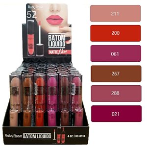 Ruby Rose - Batom Liquido Matte New   HB8213 ( Group 52 ) - Display C/48 Unid e Prov