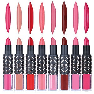 Ruby Rose - Batom Duo Matte com Espelho  HB8607 (Group 10) - Display C/48 Unid e prov