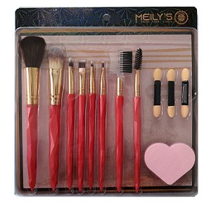 Meily´s - Kit de Pincéis com 8 Unid e Acessórios  MKP533 - Rosa