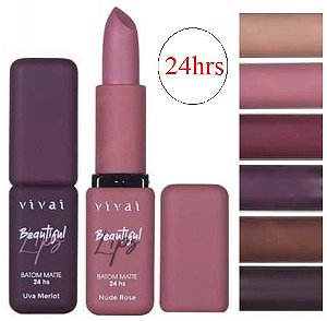 Vivai - Batom Matte Beautiful lips 24 hs 3022 – Kit C/ 6 unid