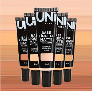 Uni Makeup - Base Liquida Matte a Prova Dagua Full Coverage  Kit C/ 6 Unid
