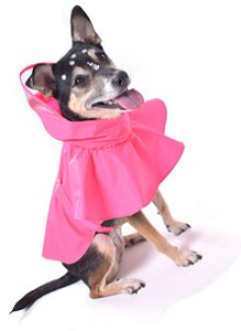 Capa de Chuva para Cachorros Cristal Glitter Rosa