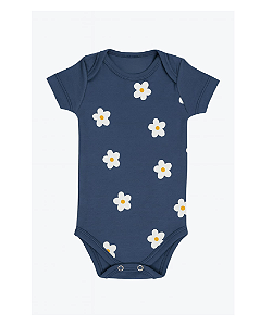 BODY MANGA CURTA AZUL MARINHO FLORIDO