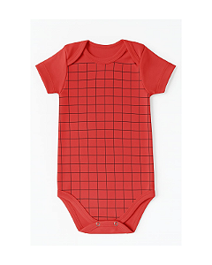 BODY MANGA CURTA VERMELHO XADREZ