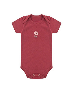 BODY MANGA CURTA VERMELHO QUEIMADO FLOR