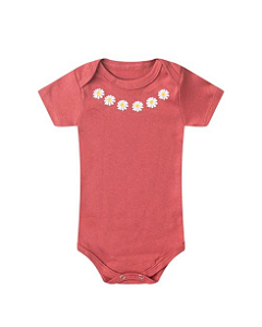 BODY MANGA CURTA VERMELHO TELHA FLORES