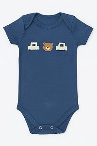 BODY MANGA CURTA AZUL MARINHO CARROS E URSINHO