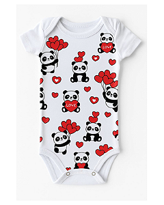 BODY MANGA CURTA PANDA CORAÇÃO
