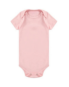 BODY MANGA CURTA ROSA BEBE