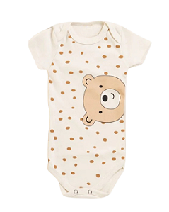 BODY MANGA CURTA BOLINHAS MARROM URSINHO