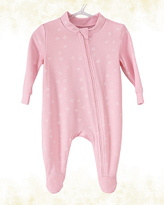 MACACÃO COTTON PREMIUM ROSA FLORZINHA BRANCA