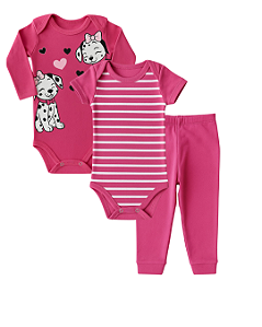 CONJUNTO 3 PEÇAS BODY E CALÇA PINK DALMATA
