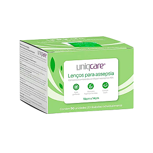 LENÇOS PARA ASSEPSIA UNIQCARE - 50 UN - 190MM X 140MM