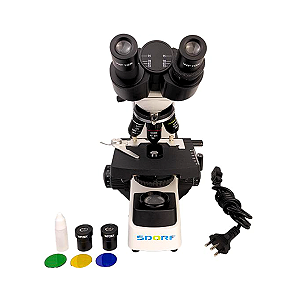 MICROSCÓPIO BIOLÓGICO BINOCULAR C/ AUMENTO DE 40X A 2.000X