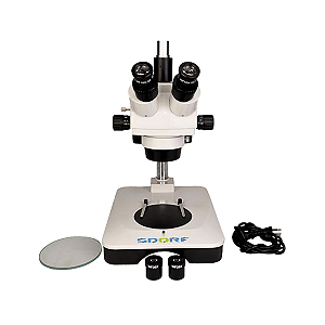 MICROSCÓPIO ESTEREOSCÓPIO TRINOCULAR AUMEN 7X-90X DUPLA LED