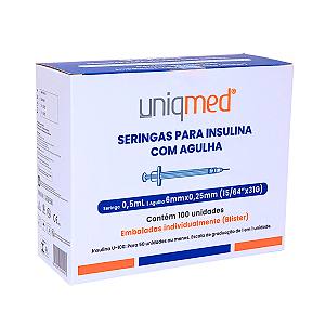SERINGAS PARA INSULINA 0,5ML 6MM X 31G - 100UND - UNIQMED