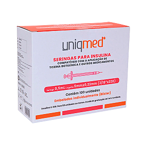 SERINGAS PARA INSULINA 0,5ML 5MM X 32G - 100UND - UNIQMED