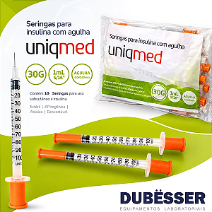 SERINGA PARA INSULINA COM AGULHA - 1ML8mm/0,3mm - 30G