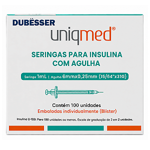 SERINGAS PARA INSULINA 1ML 6MM X 31G - 100UND - UNIQMED
