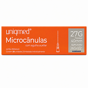 Microcanulas 27G x 40mm - Agulha Auxiliar 26GX 1/2 - 24 und