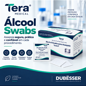 Lenço Álcool Swab Estéril com Álcool Isopropílico 70% – Tera Medical