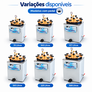 Autoclave Vertical Digital com Pedal 75L a 300L 220V para Laboratório – Prismatec CS-A