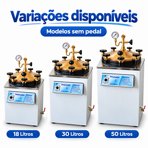 Autoclave Vertical Analógica 18L, 30L e 50L para Laboratório – Prismatec CS