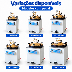 Autoclave Vertical Analógica com Pedal 75L a 300L para Laboratório – Prismatec CS