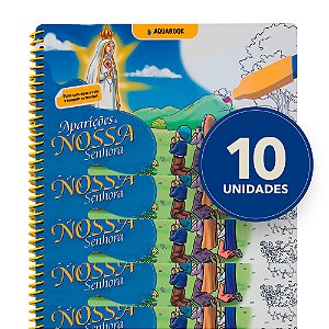 Pacote (10) - Aquabook Aparições de Nossa Senhora + Caneta de BRINDE