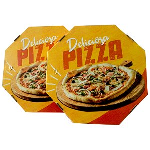 25 Caixas de Papelão Para Pizza 35x35x4,5 Cm - Com Fundo Laminado