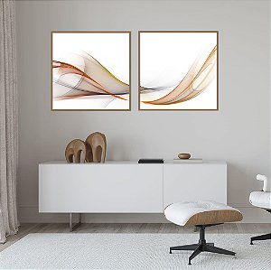 Conjunto com 02 quadros decorativos Abstrato Cores