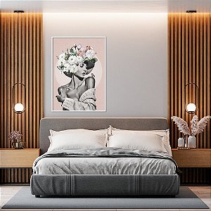 ENVIO IMEDIATO - Quadro Decorativo Woman Flowers Artista Claudia Dias 70x90cm (LxA) Moldura cor Branco