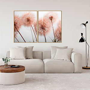 ENVIO IMEDIATO - Conjunto com 02 quadros decorativos Dente-de-leão 70x90cm (LxA) Moldura Freijó