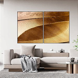 Conjunto com 02 quadros decorativos Dourado