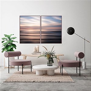 ENVIO IMEDIATO - Conjunto com 02 quadros decorativos Mar Rose 60x80cm (LxA) Moldura Alumínio Rose Gold