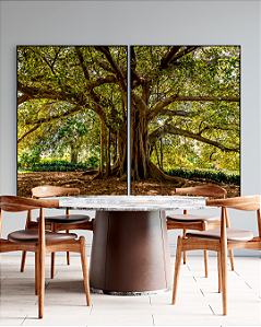 Conjunto com 02 quadros decorativos Árvore