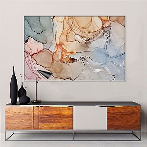 Quadro Decorativo Abstrato Cores com detalhes em Prata