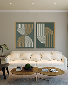 Conjunto com 02 quadros decorativos Linhas
