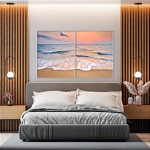 Conjunto com 02 quadros decorativos Praia Rosê