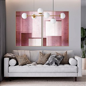 Conjunto com 02 quadros decorativos Geométrico Marsala