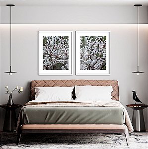 Conjunto com 02 quadros decorativos Cerejeira Branca