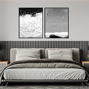 Conjunto com 02 Quadros Decorativos Praia - Artista Rafael Campezato