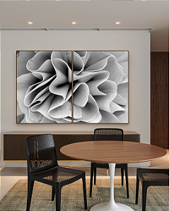 Conjunto com 02 quadros decorativos Abstrato P&B