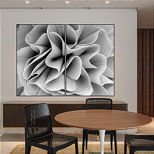 Conjunto com 02 quadros decorativos Abstrato P&B