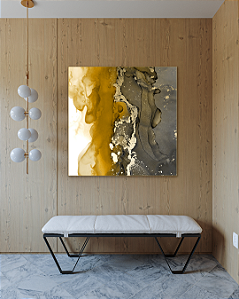 Quadro Decorativo Abstrato Dourado