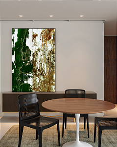 Quadro decorativo Abstrato Verde e Dourado