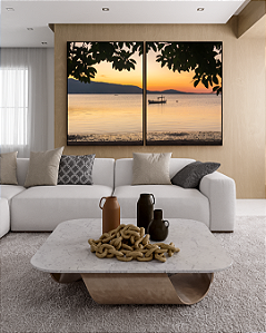 Conjunto com 02 Quadros Decorativos Fim de Tarde - Artista James Hilton Becker