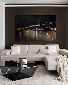 Conjunto com 02 Quadros Decorativos Ponte Hercílio Luz - Artista James Hilton Becker