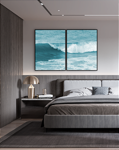 Conjunto com 02 Quadros Decorativos Infinito Azul - Artista James Hilton Becker