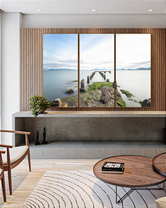 Conjunto com 03 Quadros Decorativos Mar Calmo - Artista James Hilton Becker